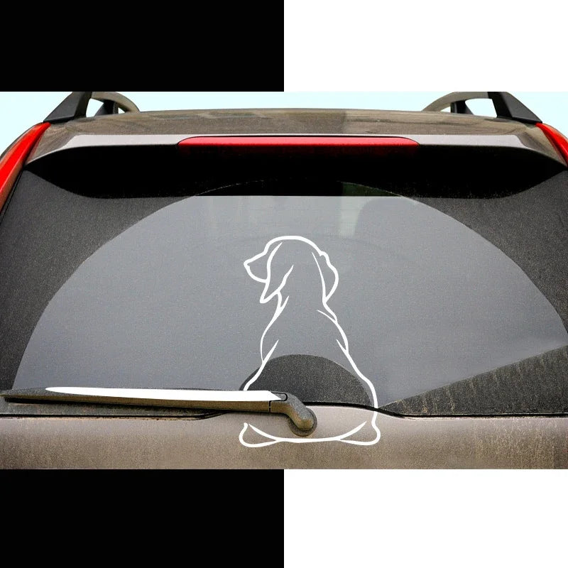 🐶 Dog Outline Car Wiper Sticker – Cute Pet Rear Window Decal 🚗