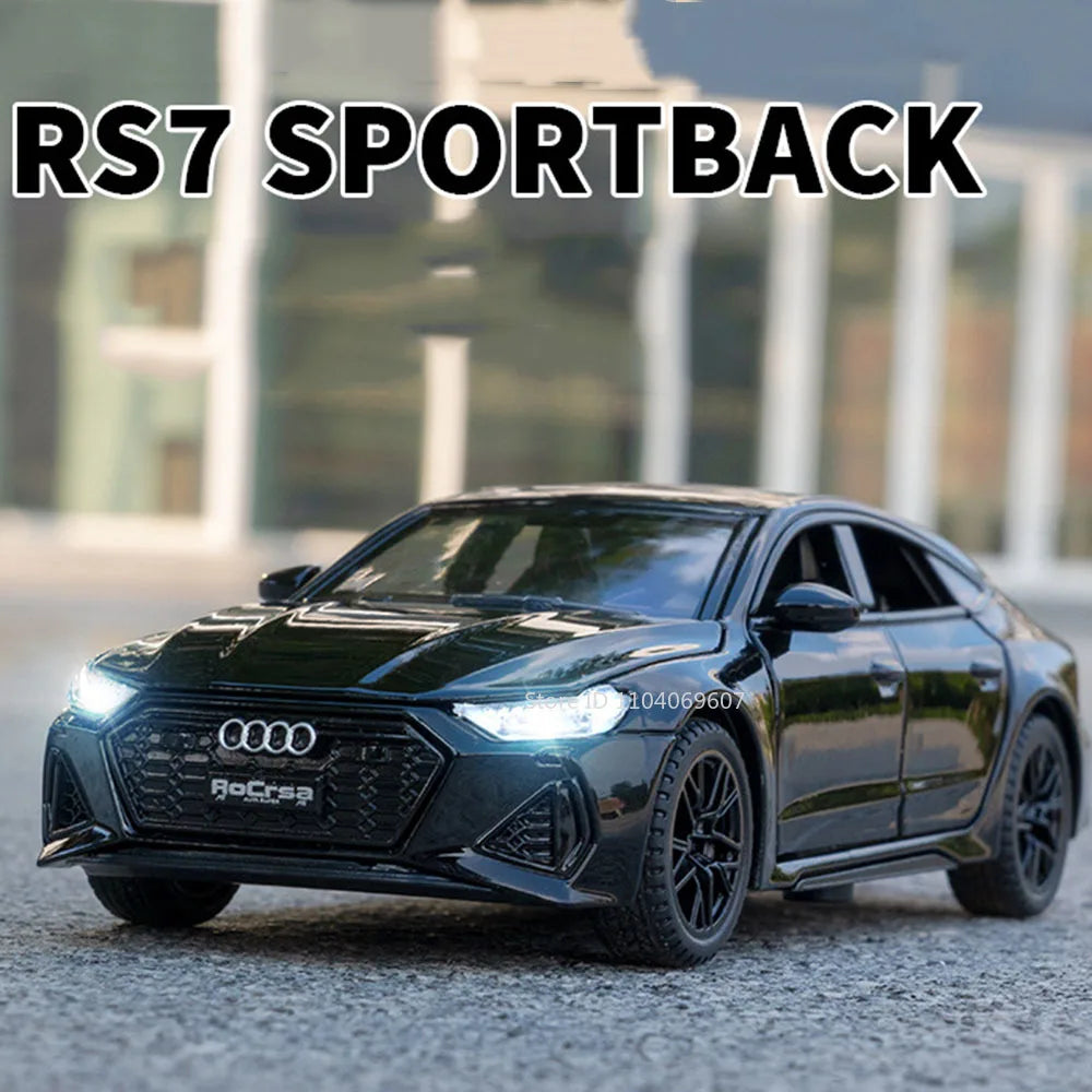 1:32 Audi RS7 Sportback Diecast Model Car – 6 Doors, Pull-Back, Lights