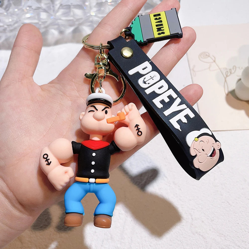 Popeye Silicone Keychain – Cute Cartoon Doll Pendant for Bags & Keys