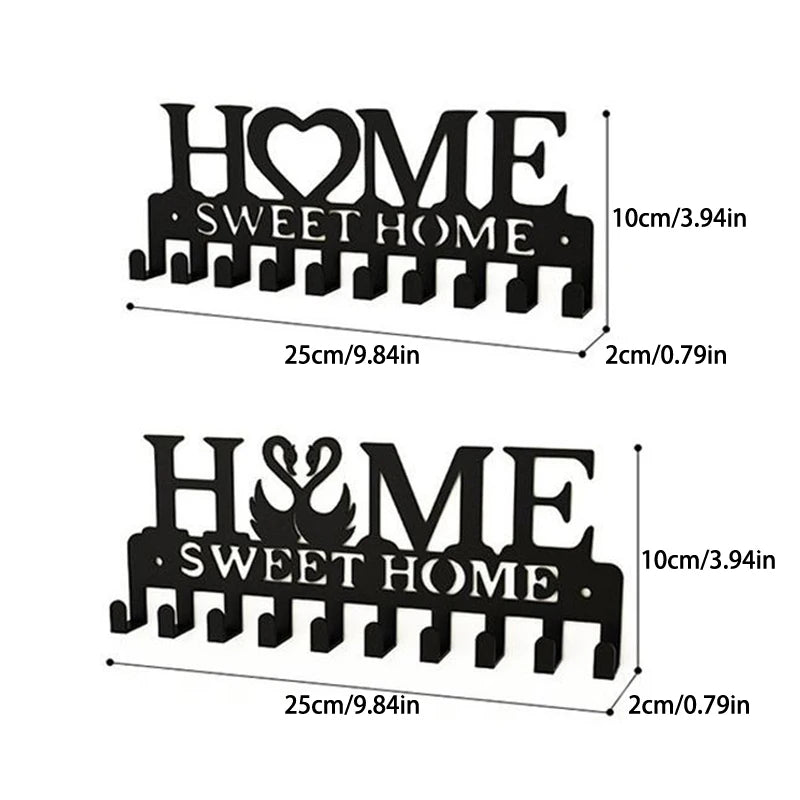 🏠 "Sweet Home" Metal Wall Key Holder – Functional & Decorative!