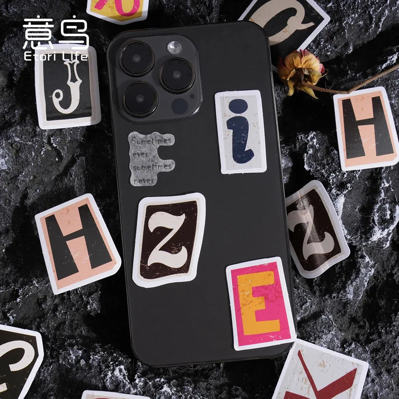 🔠✨ Retro Ransom Letter Alphabet Stickers/46pcs ✨📰