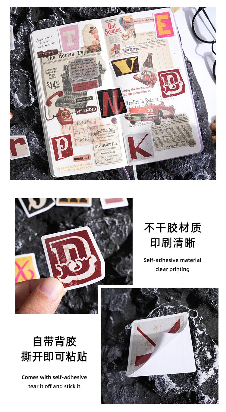 🔠✨ Retro Ransom Letter Alphabet Stickers/46pcs ✨📰