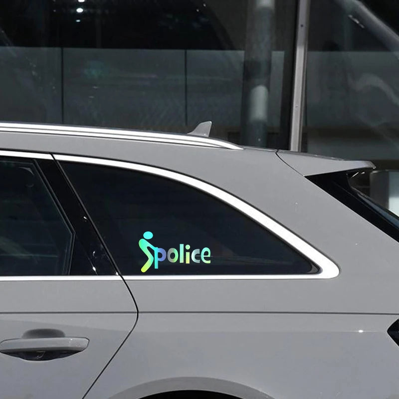 🚓 Police Style Car Window Sticker – Reflective Vinyl Decal