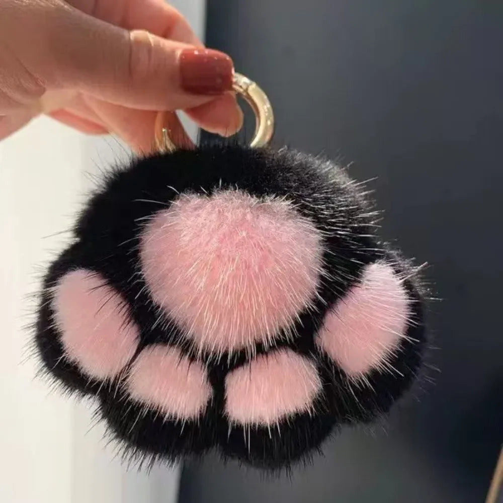 Fluffy Plush Cat Paw Keychain & Bag Charm