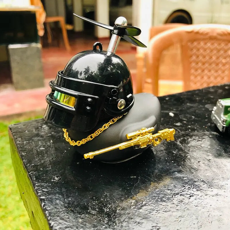 Funny Yellow Duck Car Decoration 🐤💨 – Helmeted Style on the Go!