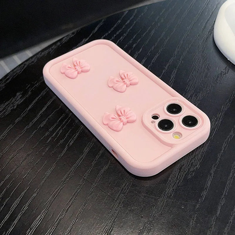 3D Pink Butterfly Silicone Phone Case – Cute & Shockproof 🦋💗