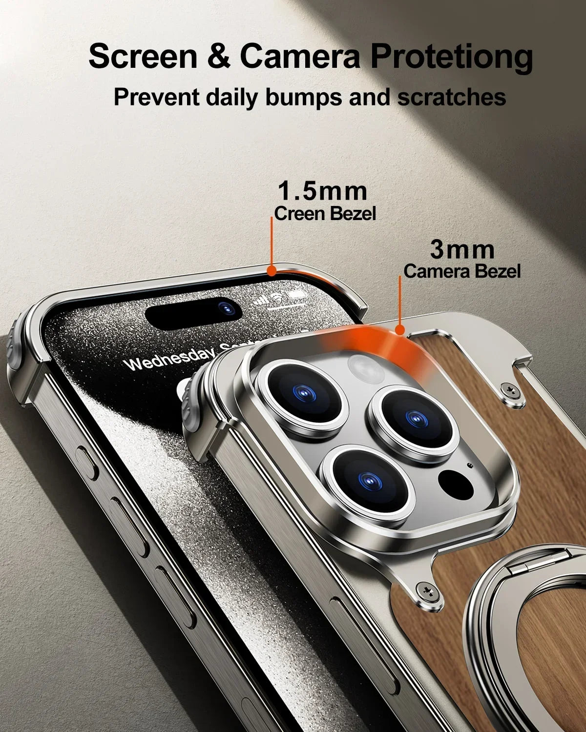 Natural Wood iPhone Case with MagSafe & Built-in Stand – Premium Shockproof Protection 🌿📱✨