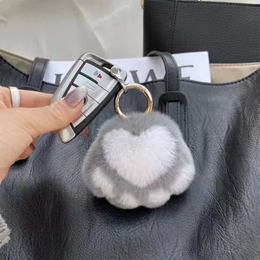 Fluffy Plush Cat Paw Keychain & Bag Charm