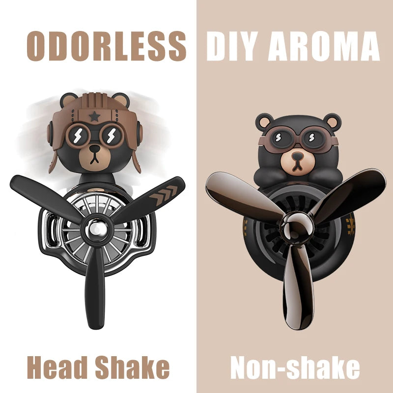 🧸✈️ Cute Bear Car Air Freshener – Propeller Style Vent Clip! 🚗💨