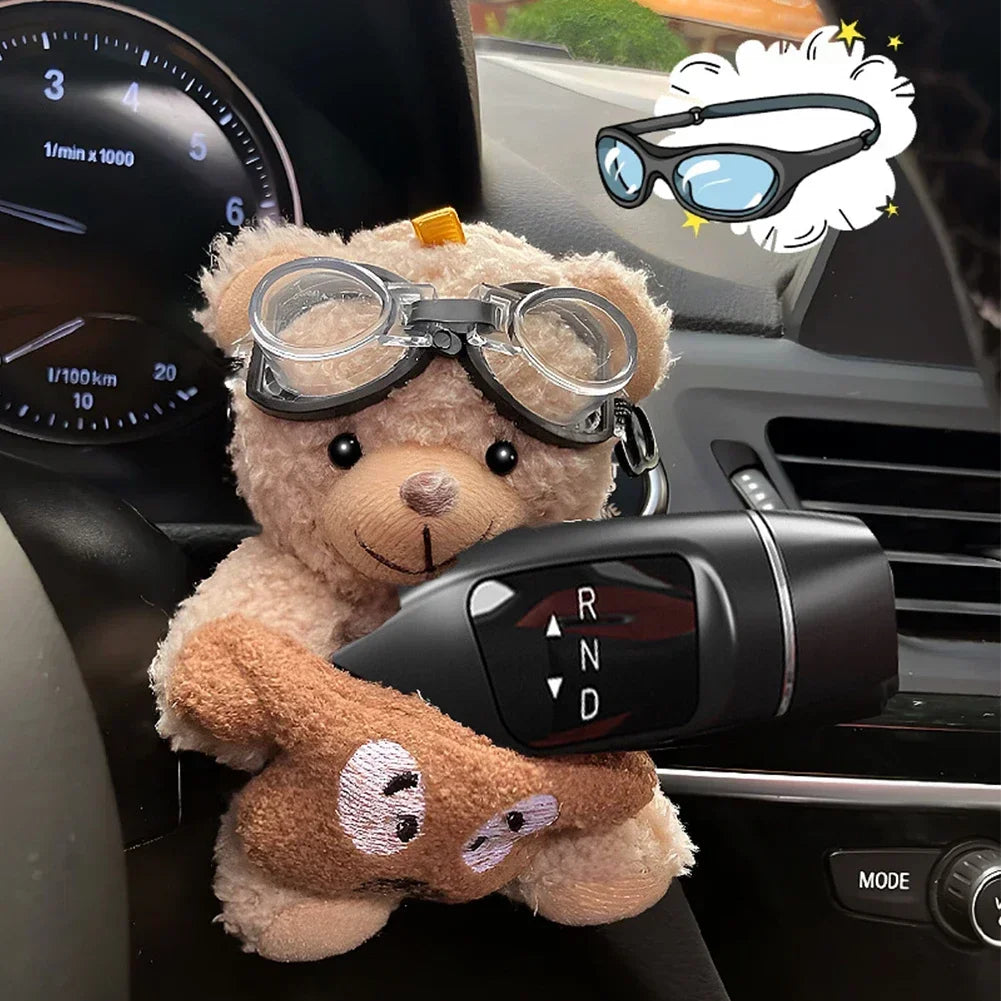 Cute Plush Bear & Character Car Dashboard Steering Lever Decor