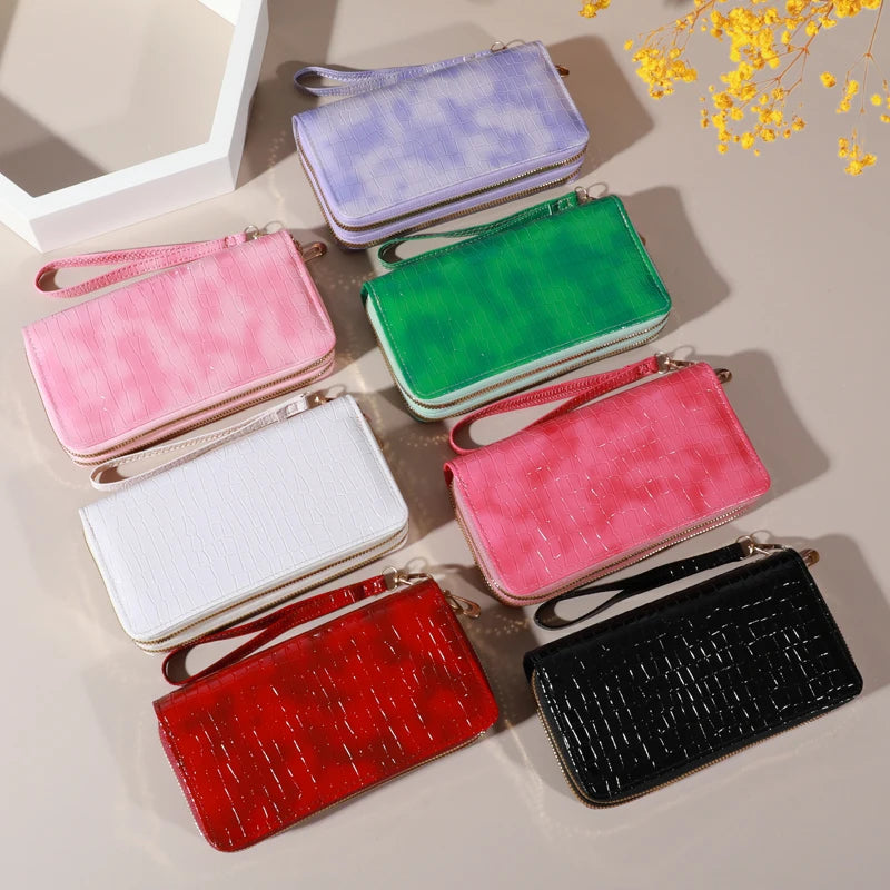Luxury Crocodile Pattern Double Zipper Wallet & Wristlet Clutch