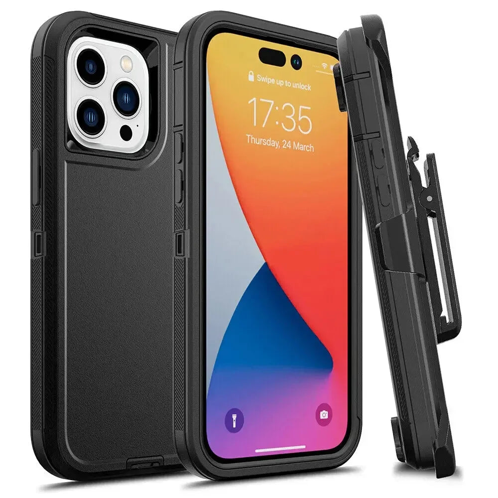 🛡️ Ultimate Armor Shockproof Phone Case with Belt Clip 🔒