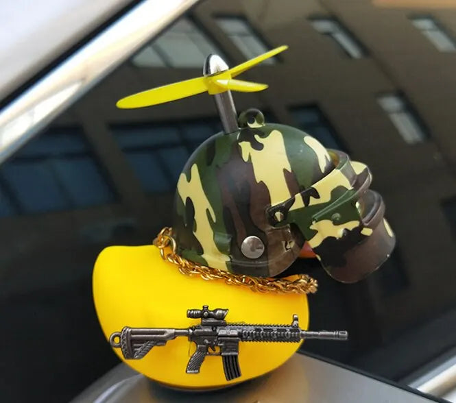 Funny Yellow Duck Car Decoration 🐤💨 – Helmeted Style on the Go!