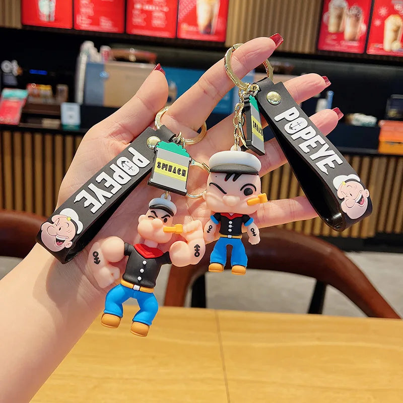 Popeye Silicone Keychain – Cute Cartoon Doll Pendant for Bags & Keys
