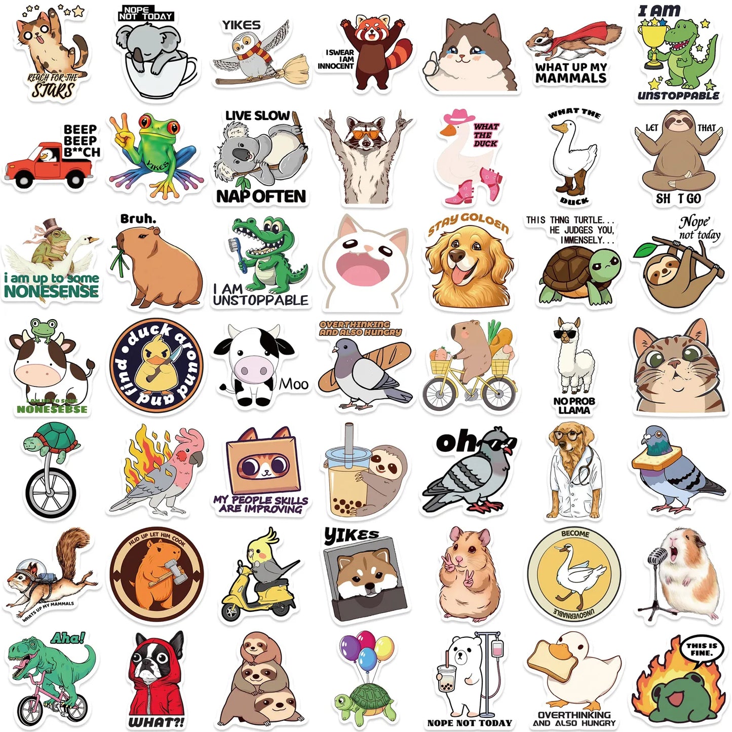 🤣✨ Funny Meme Animal Sticker Pack – Laughter That Sticks! 50pcs ✨🤣