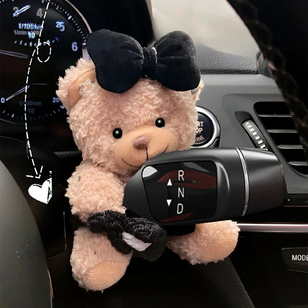 Cute Plush Bear & Character Car Dashboard Steering Lever Decor