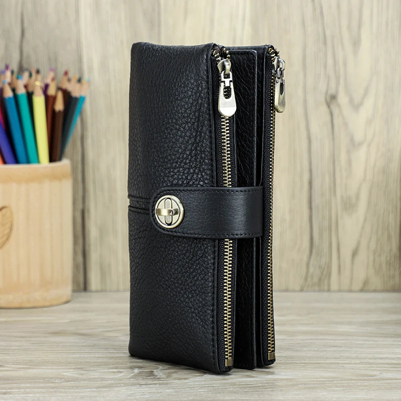 💜 Luxury Genuine Leather Wallet for Women – Elegance in Every Detail