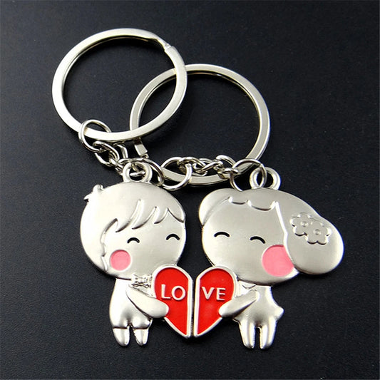 💕👫 2pcs Romantic Couple Keychains – Love Letter & Doll Design