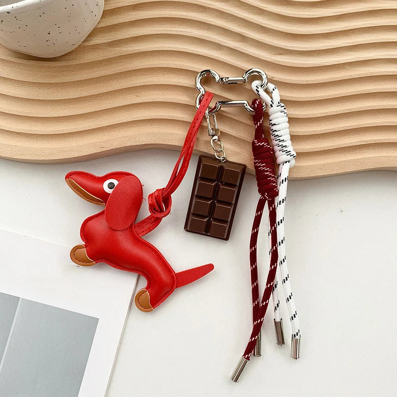 🐶 Cute Dachshund Dog Keychain Lanyard – Funny Pet Bag Charm 🎁