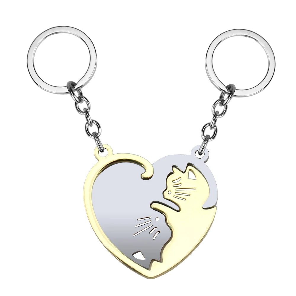 🖤🤍 Cute Black & White Cats Couple Keychain – For True Love! 🐱