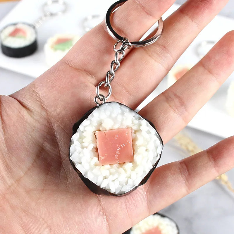 🍣 Japanese Fake Salmon Sushi Roll Keychain – Tasty-Looking Fun! 🥢🎁
