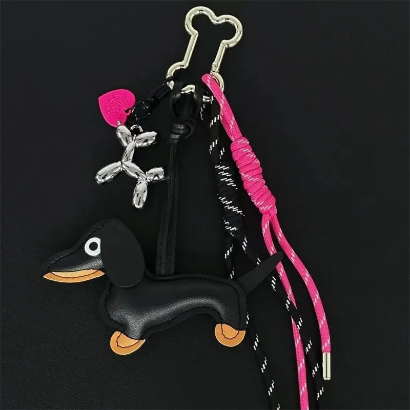 🐶 Cute Dachshund Dog Keychain Lanyard – Funny Pet Bag Charm 🎁