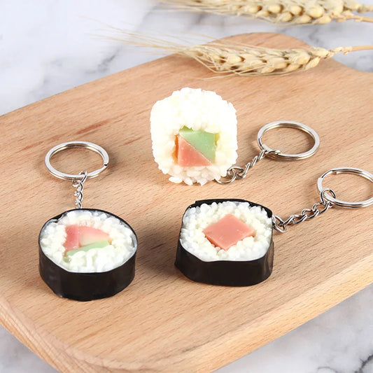 🍣 Japanese Fake Salmon Sushi Roll Keychain – Tasty-Looking Fun! 🥢🎁
