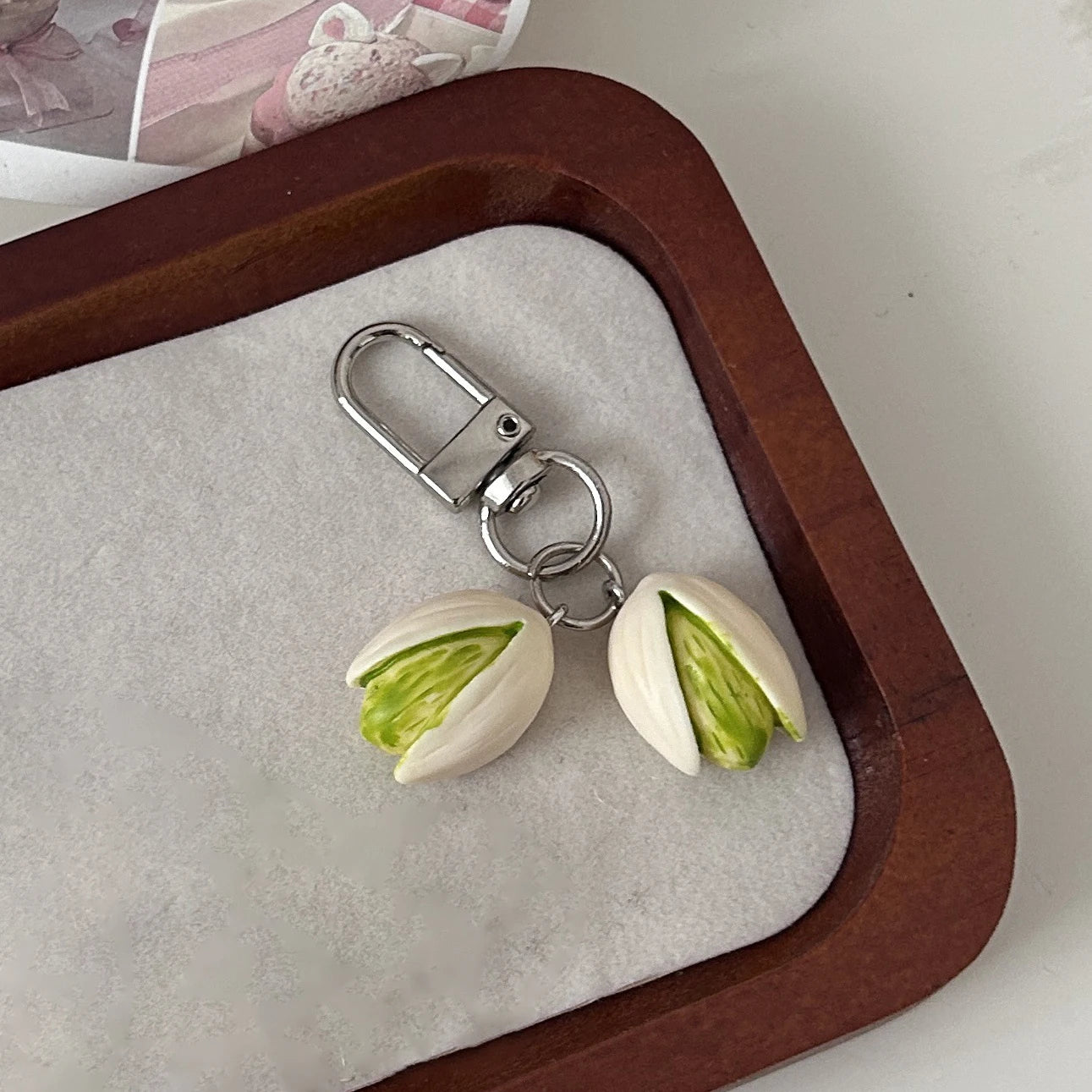 🥜 Cute Pistachio Keychain – Fun & Unique Bag Charm Accessory