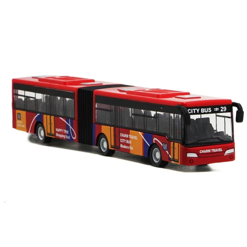 🚌 Colorful City Bus Toy – Articulated Diecast Model with Pull-Back Action