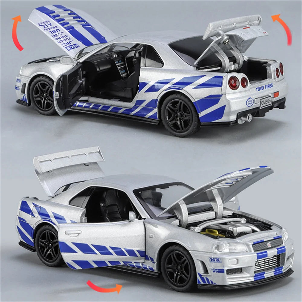 🏁 1:32 Skyline Ares GTR R34 Model Car – Pure Racing Spirit 🏎️