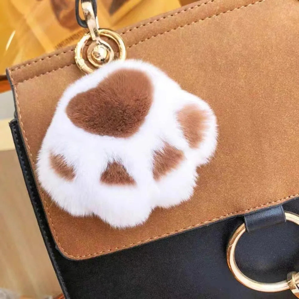 Fluffy Plush Cat Paw Keychain & Bag Charm