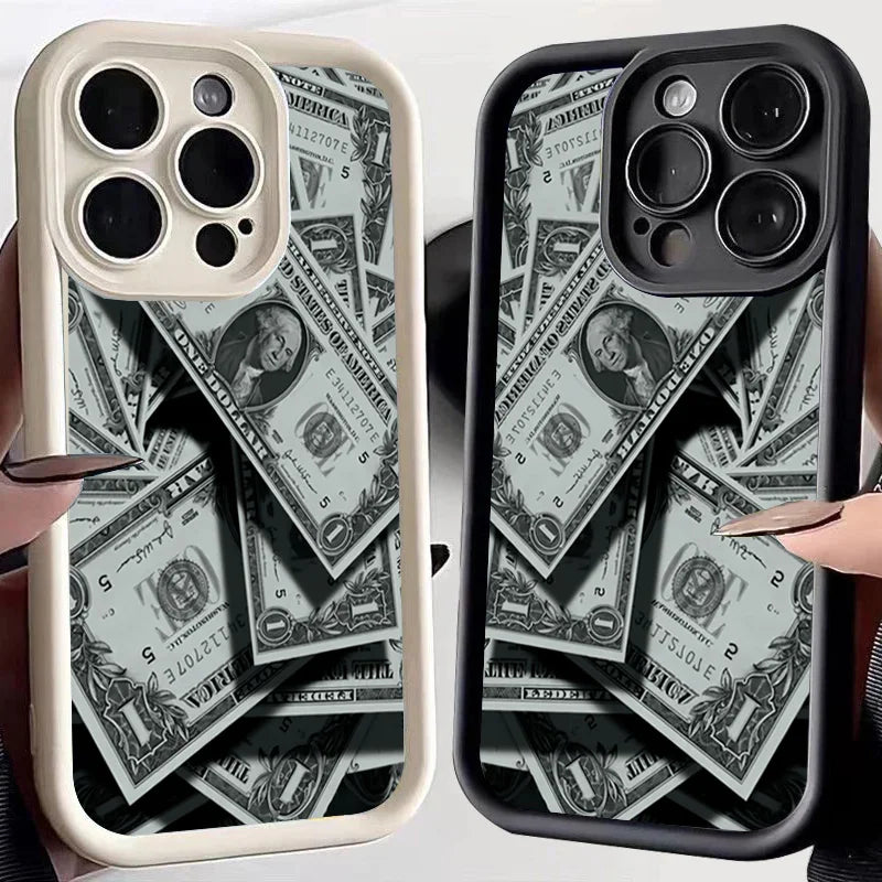 💸 Black Bamboo Banknote Design – Full-Coverage Silicone Case for iPhone