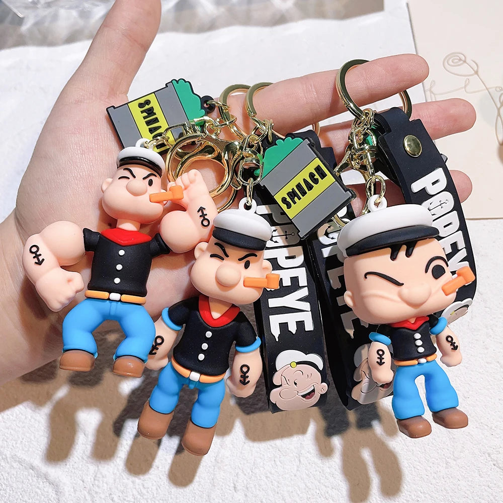 Popeye Silicone Keychain – Cute Cartoon Doll Pendant for Bags & Keys