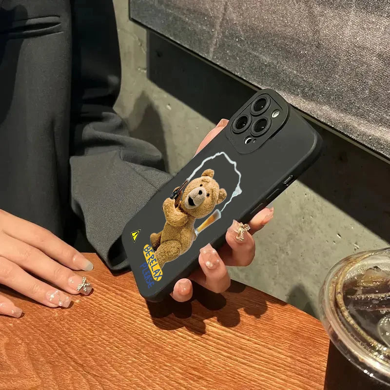 🐻 Cute Teddy Bear Couple Case – Soft & Sweet Protection for Your iPhone!