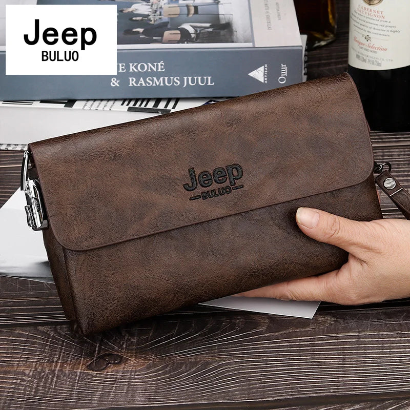 🚙 JEEP Buluo PU Leather Clutch Bag – Stylish Long Wallet with Zipper & Large Capacity