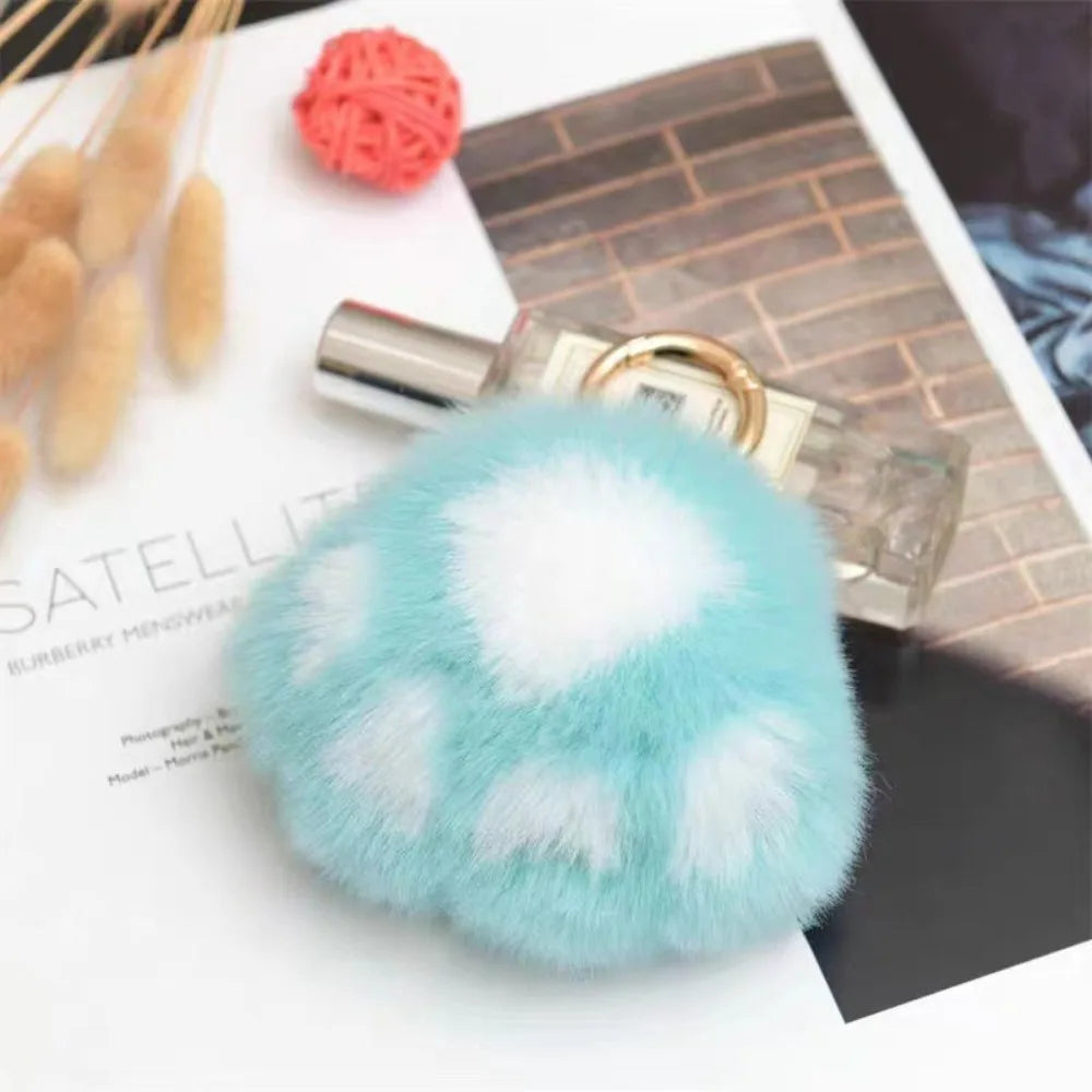 Fluffy Plush Cat Paw Keychain & Bag Charm