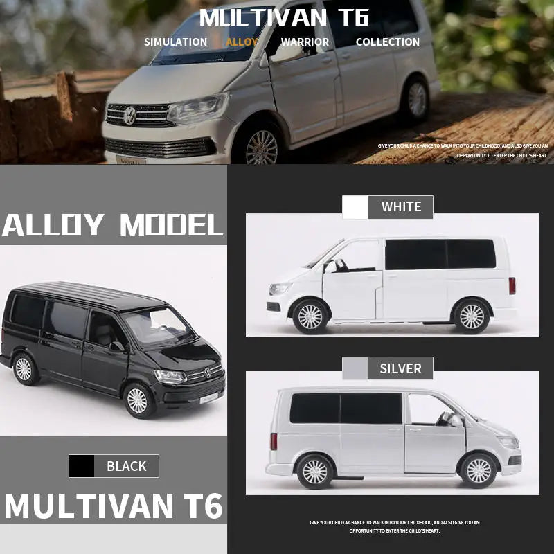 🚐 Diecast VW Van Model – Realistic 1:32 Pull-Back Toy 🖤