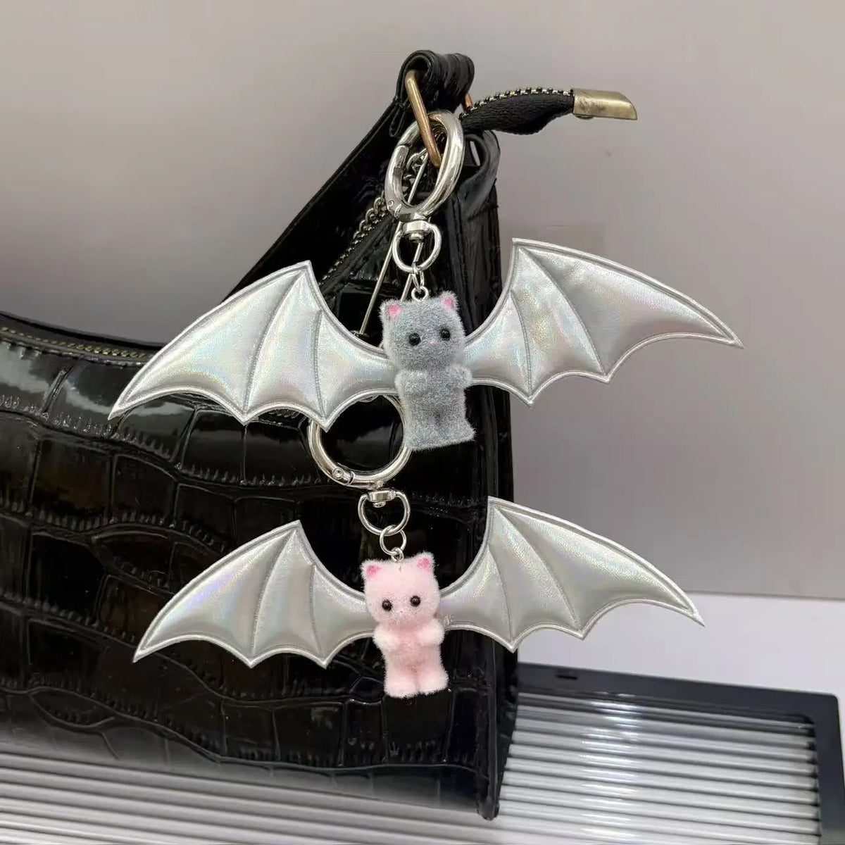 Cute Bear Wings Keychain - Halloween Bag Charm & Phone Pendant