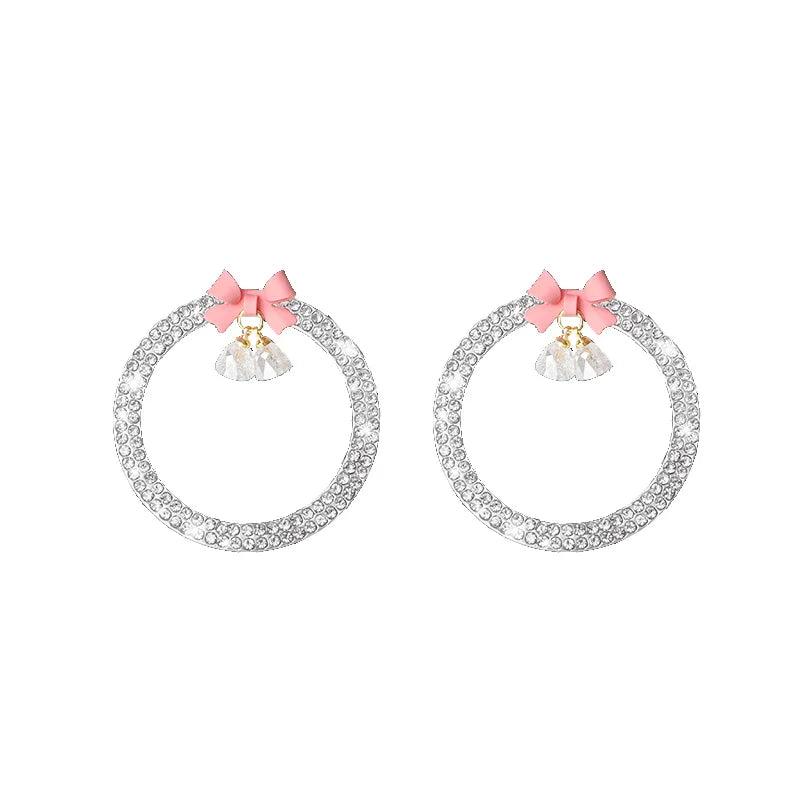 Crystal Rhinestone Engine Start Button Ring Decal with Bowknot