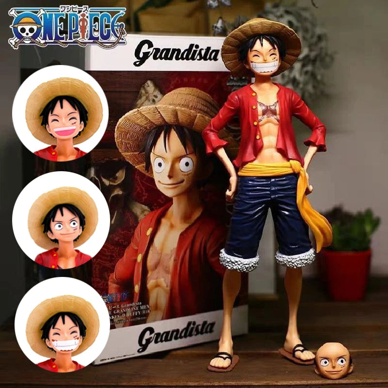 🔥 28cm One Piece – Luffy 3-in-1 Face Changing Action Figure 😄😐😠