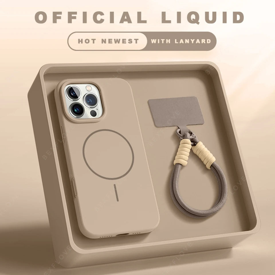 📱 Official Liquid Silicone Case with Lanyard – Soft Touch, Strong Grip 💼