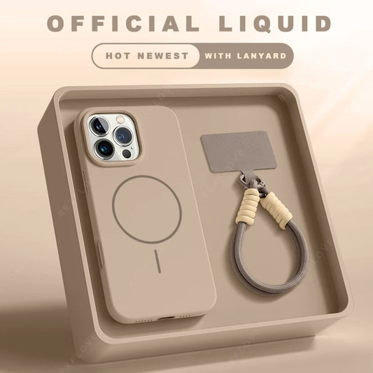 📱 Official Liquid Silicone Case with Lanyard – Soft Touch, Strong Grip 💼
