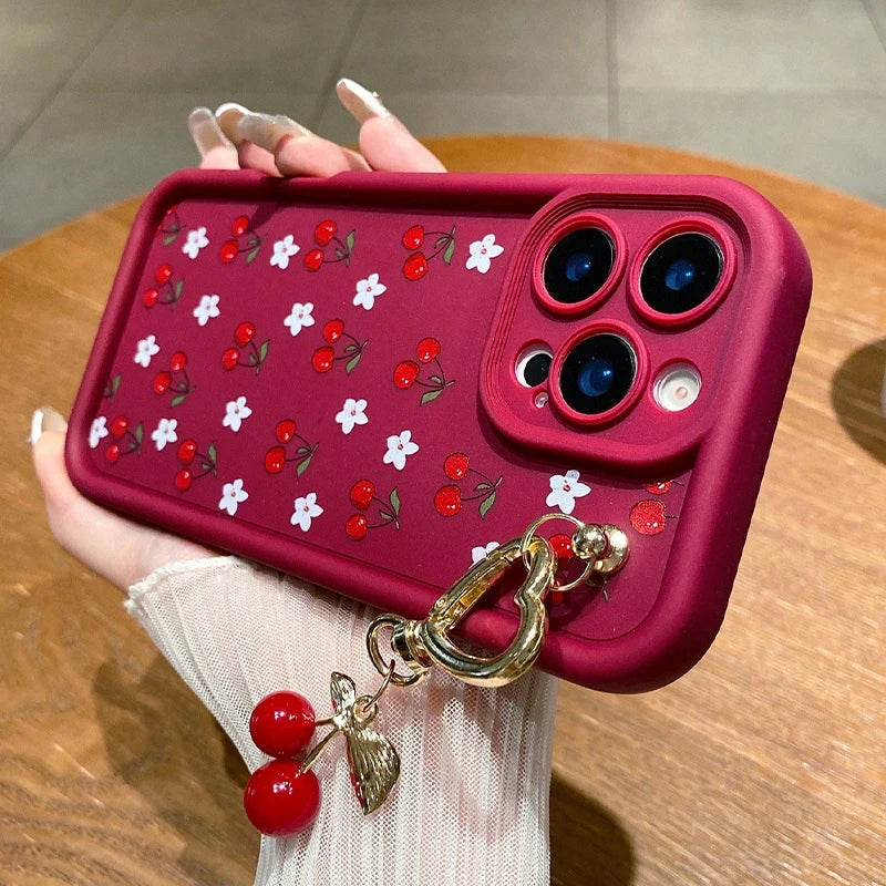 Cute 3D Cherry Pendant iPhone Case - Soft TPU Cover