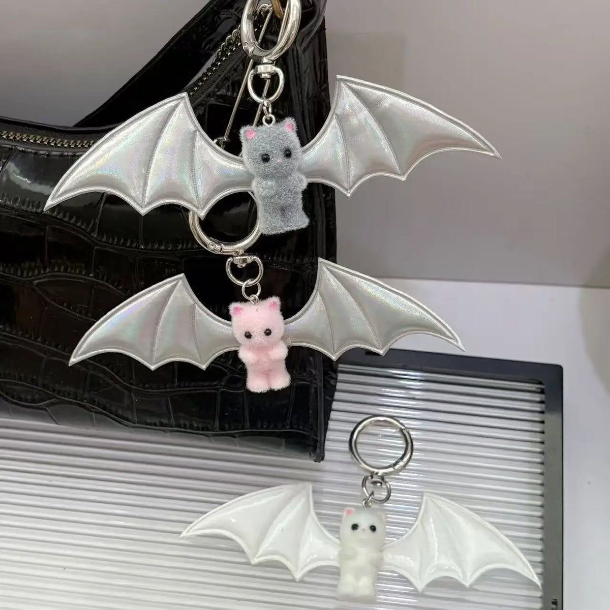 Cute Bear Wings Keychain - Halloween Bag Charm & Phone Pendant