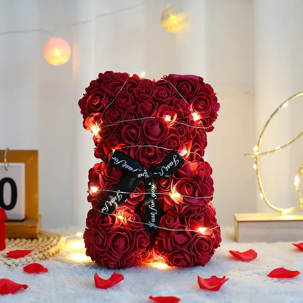🌹🐻 25cm Rose Teddy Bear – A Blooming Symbol of Love