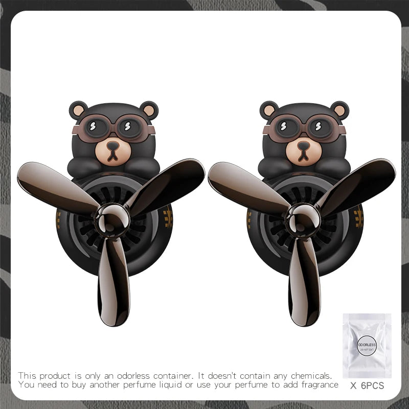🧸✈️ Cute Bear Car Air Freshener – Propeller Style Vent Clip! 🚗💨