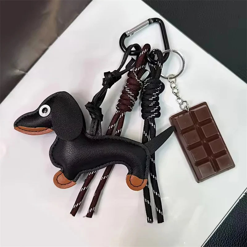 🐶 Cute Dachshund Dog Keychain Lanyard – Funny Pet Bag Charm 🎁