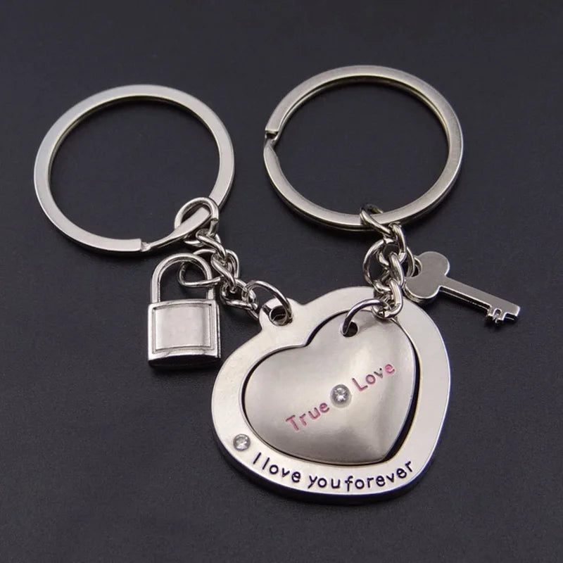 2pcs Love Lock & Heart Keychain Set 🔐❤️ | Perfect Couple Gift!