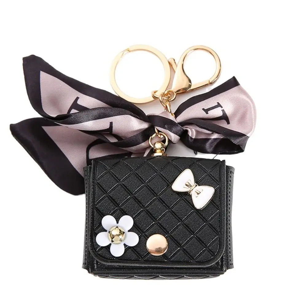 Leather Earphone Case Keychain - Mini Storage Bag for Bluetooth Headsets