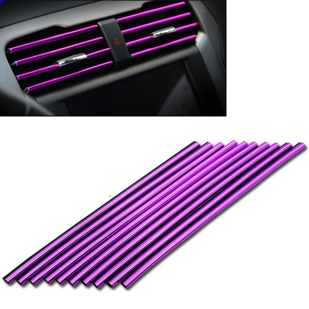 Car AC Vent Outlet Trim Strips - 10PCS Chrome Interior Decoration